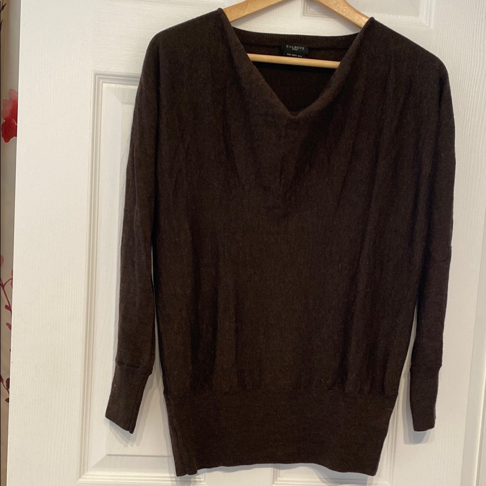 Talbots petites Women's chocolate Brown Sweater sz Lg